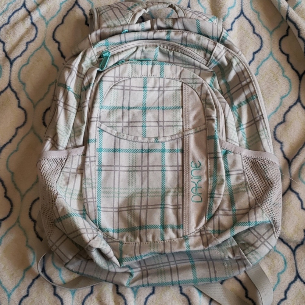 Da Kine white and blue plaid backpack
